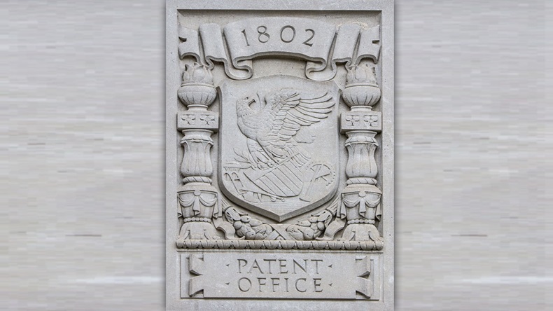 The Paten Office plaque on the Department of Commerce building in Washington DC taken May 30 2018