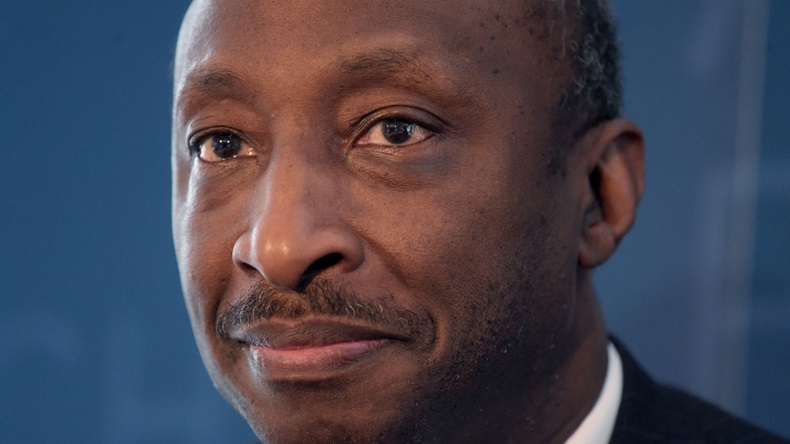 Kenneth Frazier, Chairman of the Board and CEO of US pharmaceutical company Merck looks on during an event with the French-American Foundation in Paris on July 11, 2018. (Photo by ERIC PIERMONT / AFP) GettyImages-996036844  (Photo credit should read ERIC PIERMONT/AFP via Getty Images)