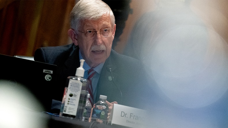 Francis Collins, Director of the U.S. National Institutes of Health (NIH) speaks during a Senate Appropriations Subcommittee hearing May 26, 2021 on Capitol Hill in Washington, D.C. The committee will hear testimony about the NIH FY22 budget and the current state of medical research. (Photo by Stefani Reynolds-Pool/Getty Images)