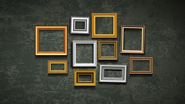 Frame vector. Photo or picture art on vintage wall