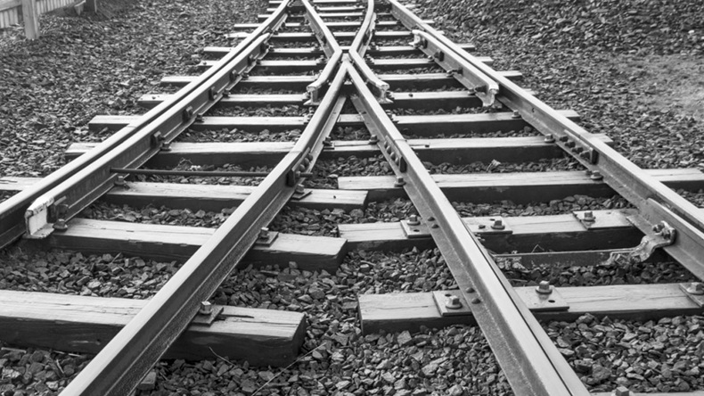 Two railway tracks merge - Image 