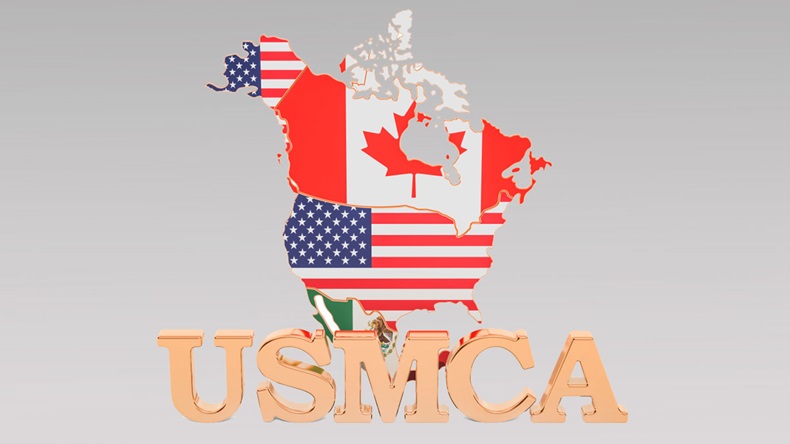 United States Mexico Canada Agreement, USMCA concept. 3D rendering