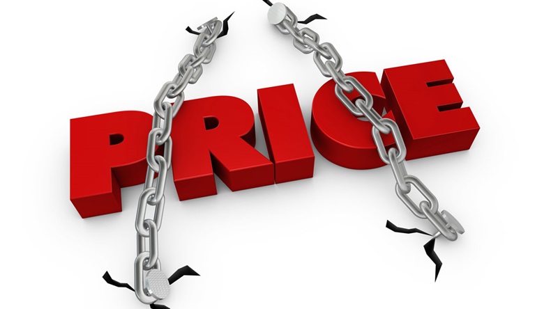 One 3d render of the word price fixed with two chains - Illustration 