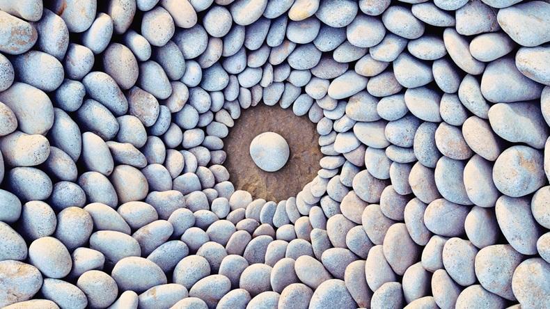 Sea stones laid out in the form of a circle