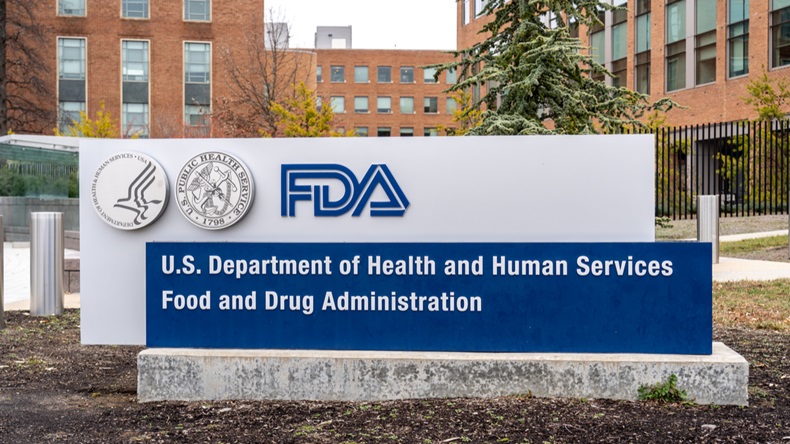 Washington, USA- January13, 2020: FDA Sign outside their headquarters in Washington. The Food and Drug Administration (FDA or USFDA) is a federal agency of the USA.