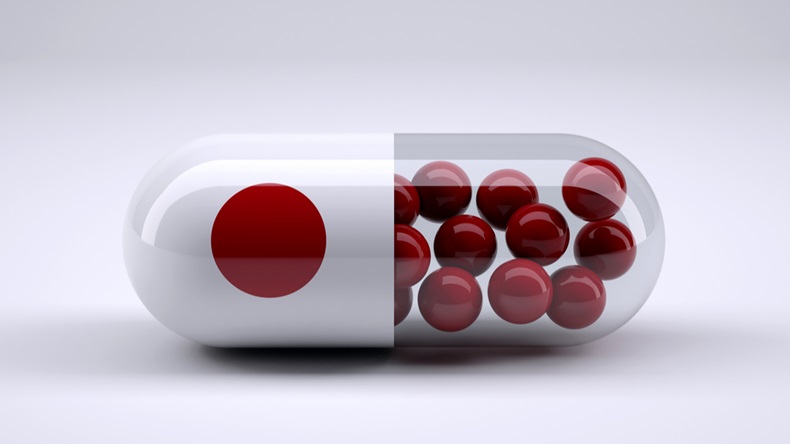 pill with Japanese flag