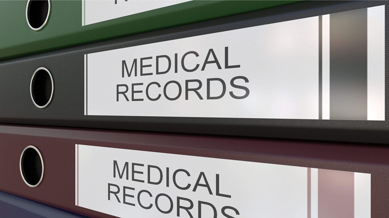 Office binders with Medical records tags 3D rendering
