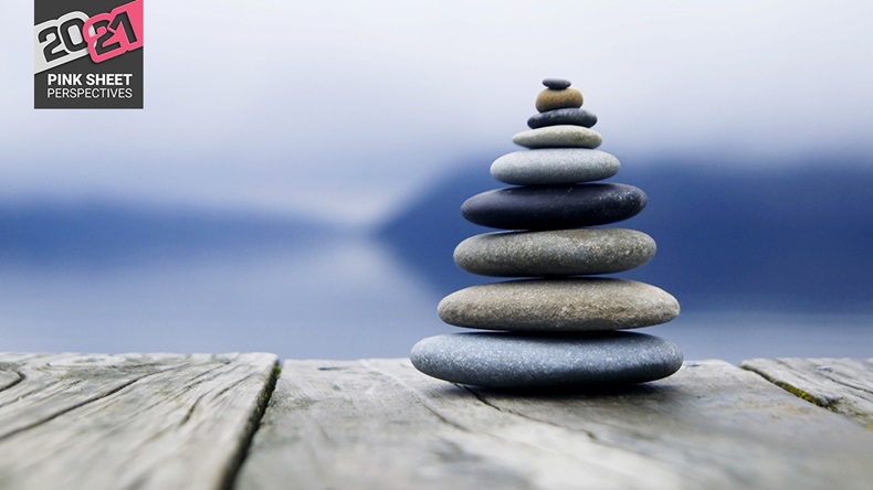 Zen Balancing Rocks on a Deck