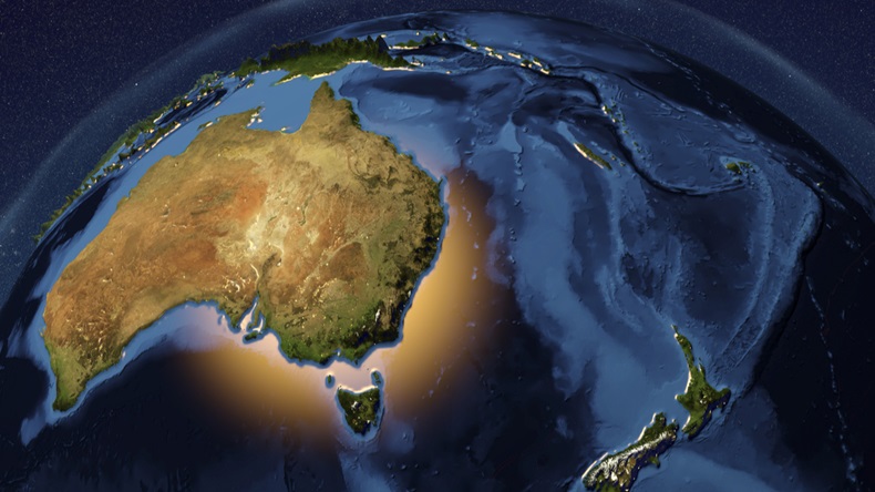 Planet Earth from space showing Australia and New Zealand with enhanced bump, 3D illustration, Elements of this image furnished by NASA