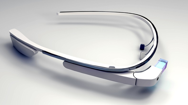 3D Illustration of a wearable computer technology with an optical head-mounted display