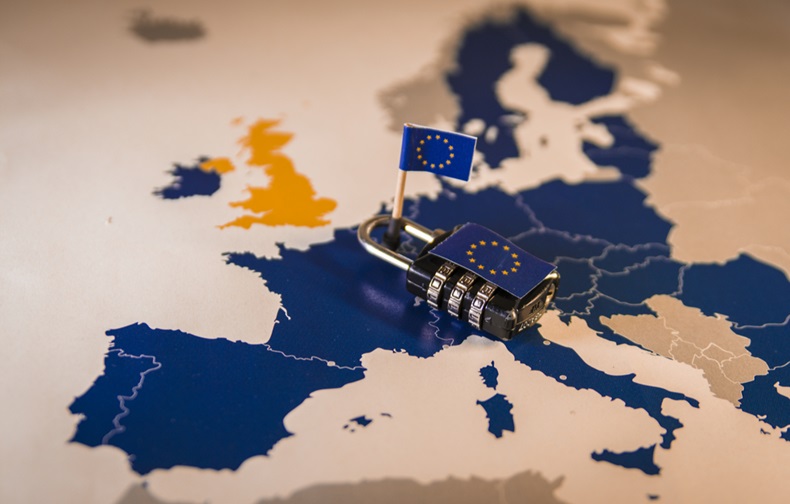 Padlock over EU map