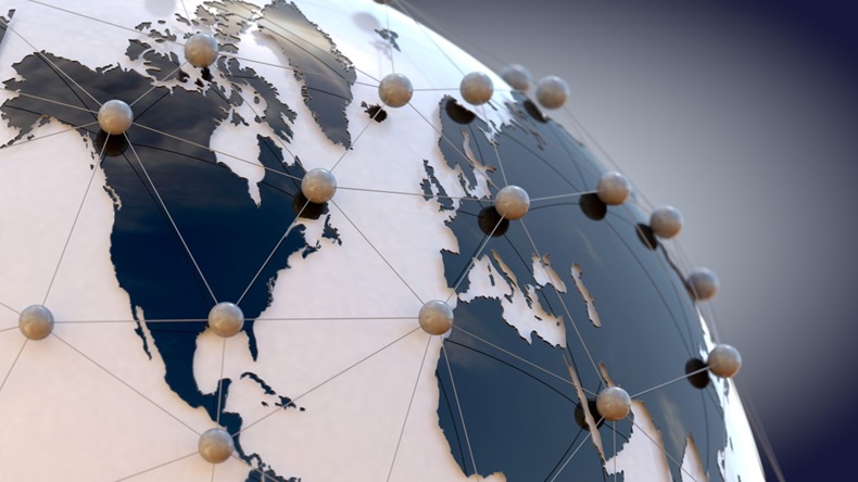 3d illustration of networking and internet concept and globe world map