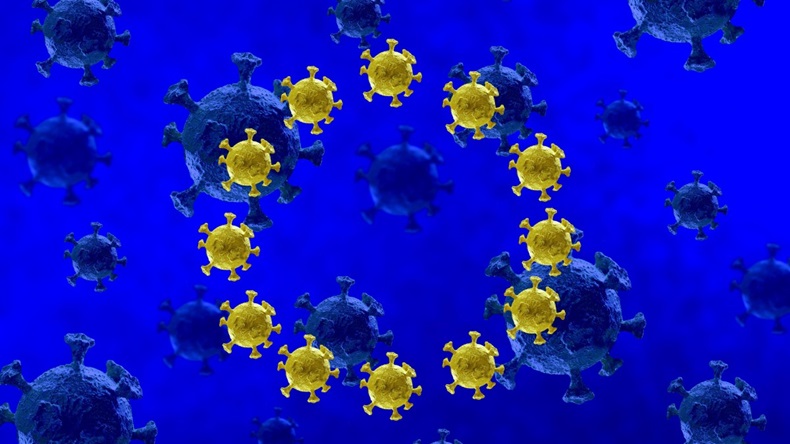 Coronavirus in Europe on blue background. Health concept. Medical concept