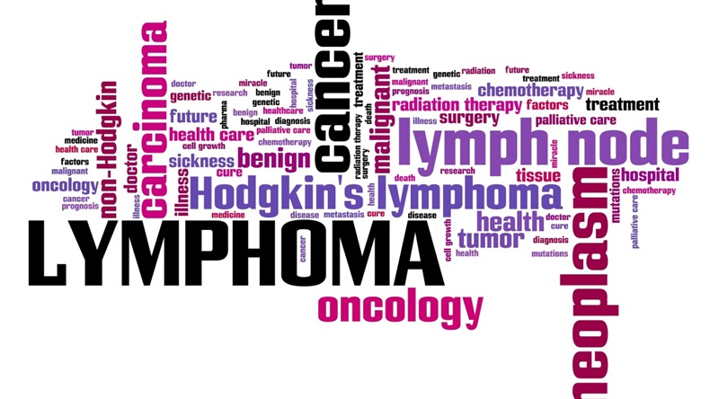 Lymphoma (blood cancer type) - serious illness word cloud concept. 