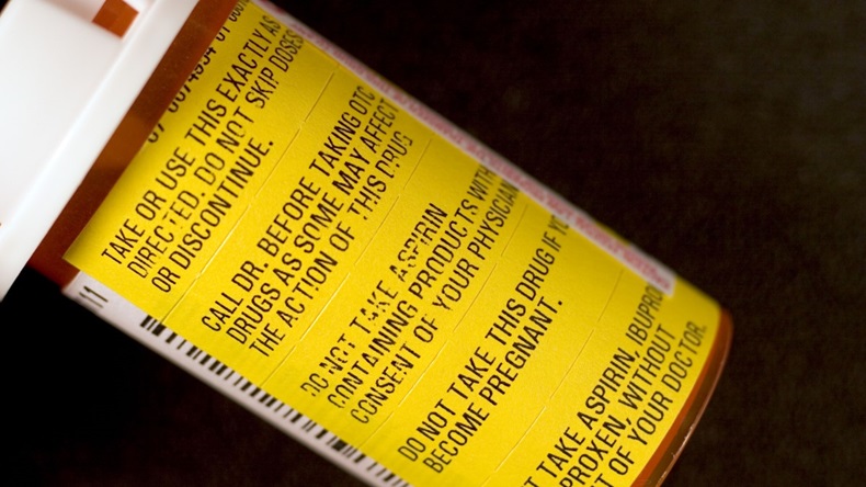 warning labels on prescription bottle 