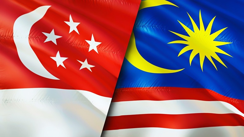 Singapore and Malaysia flags