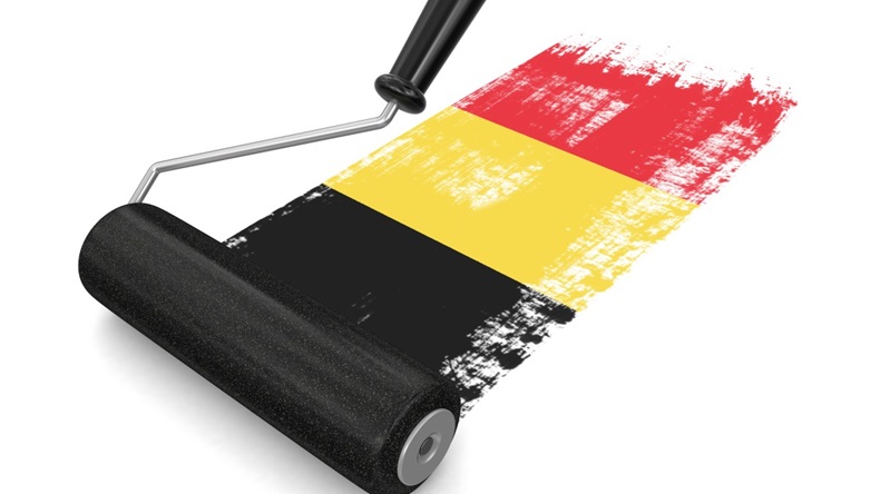 Paint roller with Belgium flag (clipping path included)