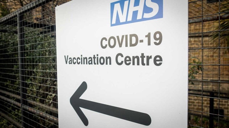 NHS COVID-19 vaccination centre sign