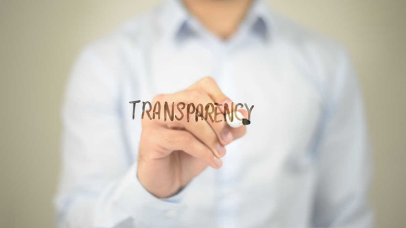 Transparency, Man writing on transparent screen