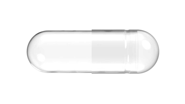 Empty Transparent Medicine Capsule Pill. 