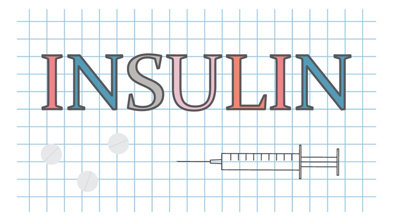insulin word on checkered paper sheet- vector illustration - Vector 