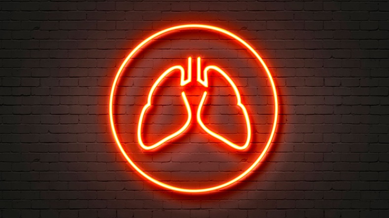 Neon Light Sign Lungs Icon