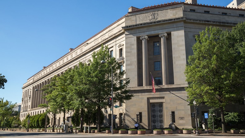 United States Department of Justice headquarter building in Washington D.C.