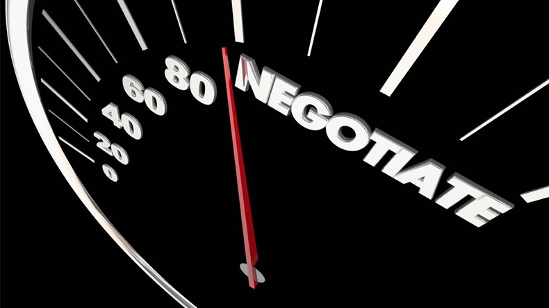 Negotiate Agreement Negotiation Speedometer Measure Results 3d Illustration